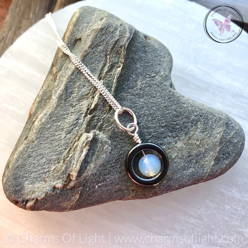 Hematite Gemstone Fidget Necklace (Opalite)